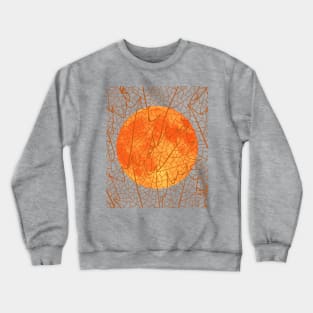 HARVEST MOON AS SEEN THROUGH LATTICEWORK OF AUTUMN LEAVES Crewneck Sweatshirt